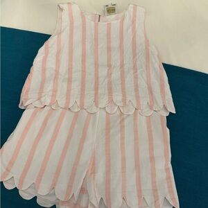 Sail to Sable Pink and White Striped Scalloped Set